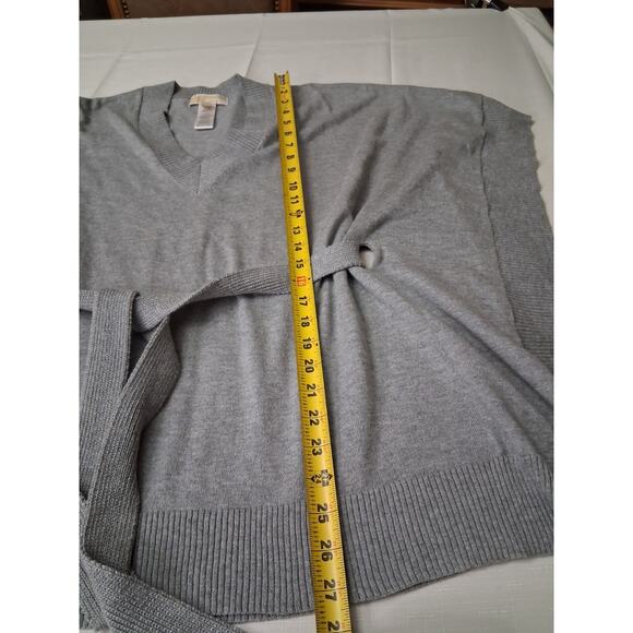 Michael Kors Angora Blend Heather Grey V-Neck Belted Sweater Poncho Caftan SM M - Picture 8 of 16